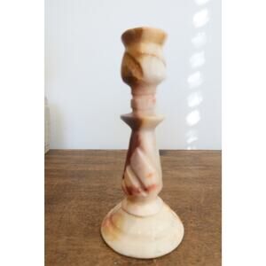 Vintage Hand Carved Onyx Candle Holder 6.25" Tall